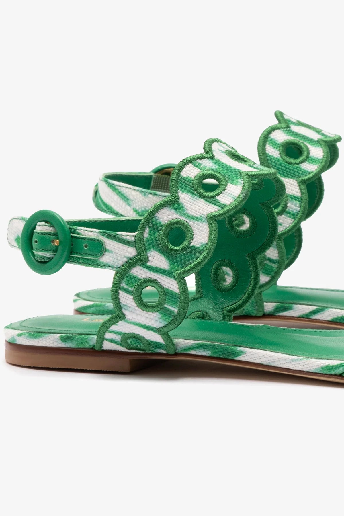 Florence Broderie Flat Sandal In Tie Dye Evergreen Raffia - Image 4