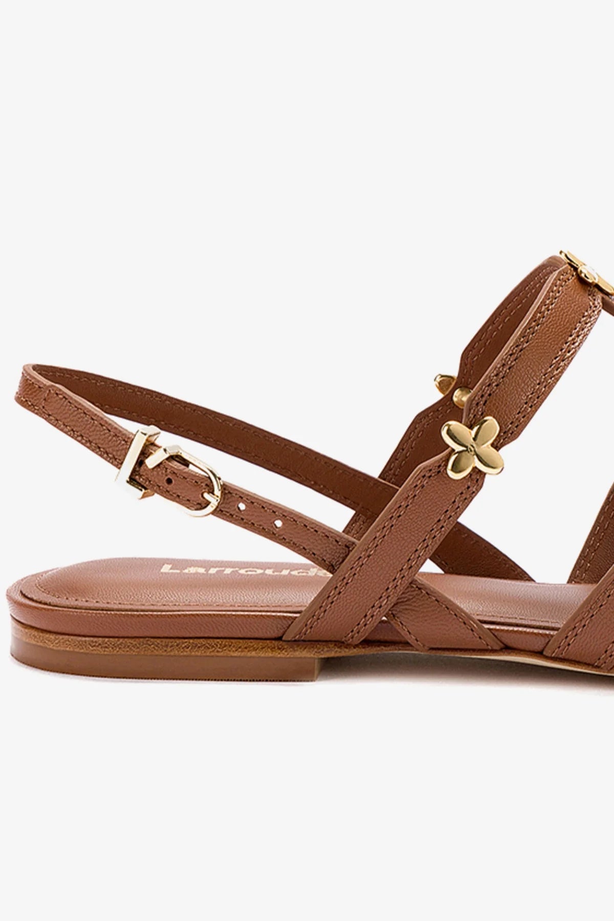 Harmony Flat Sandal In Caramel Leather - Image 4