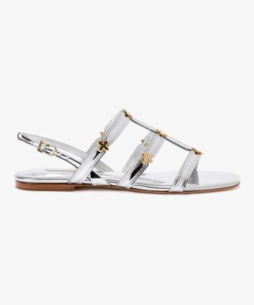 Harmony Flat Sandal In Silver Specchio