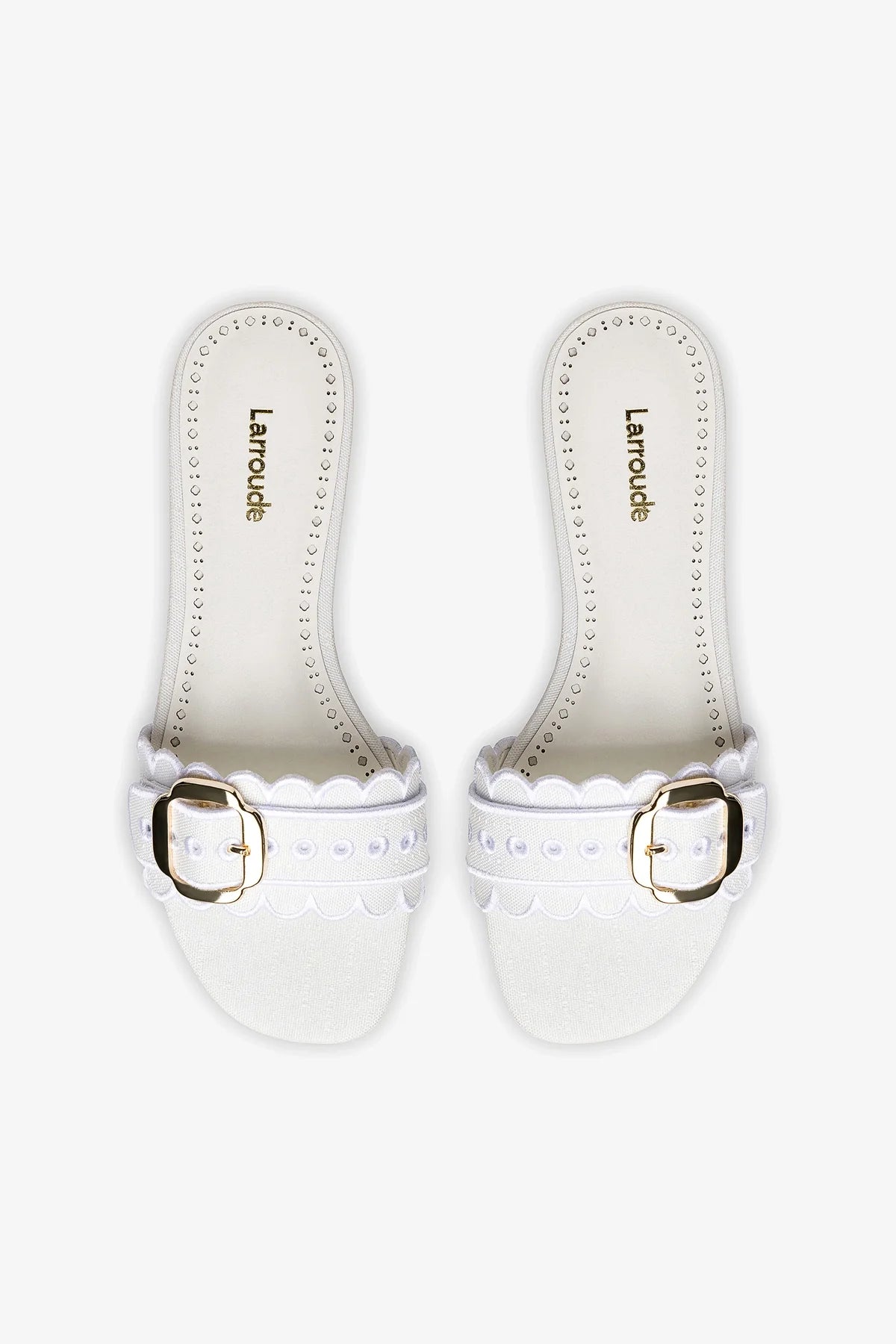 Ivy Broderie Flat Mule In White Raffia - Image 3