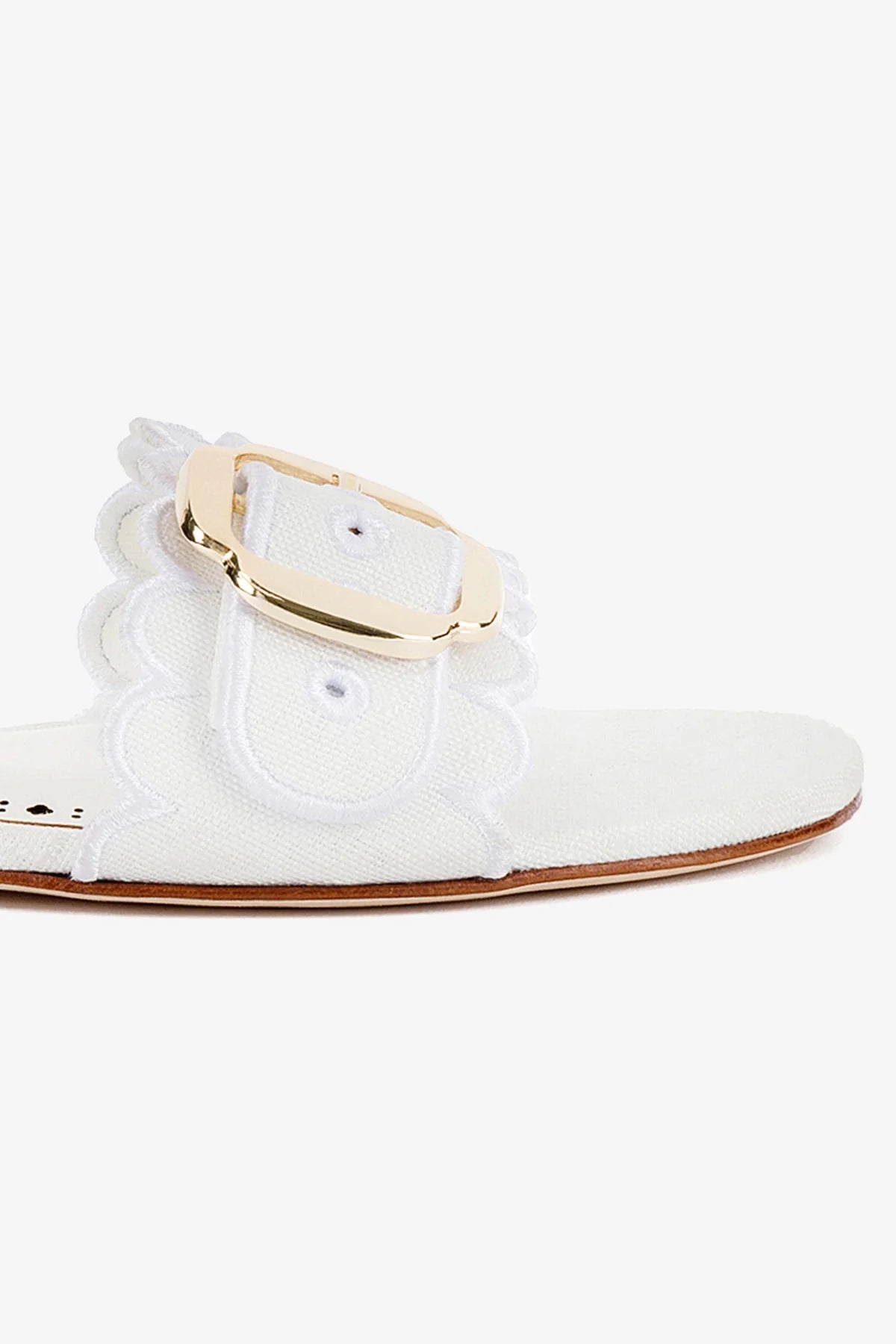 Ivy Broderie Flat Mule In White Raffia - Image 4