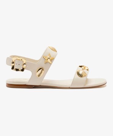 Madison Flat In Ivory Leather