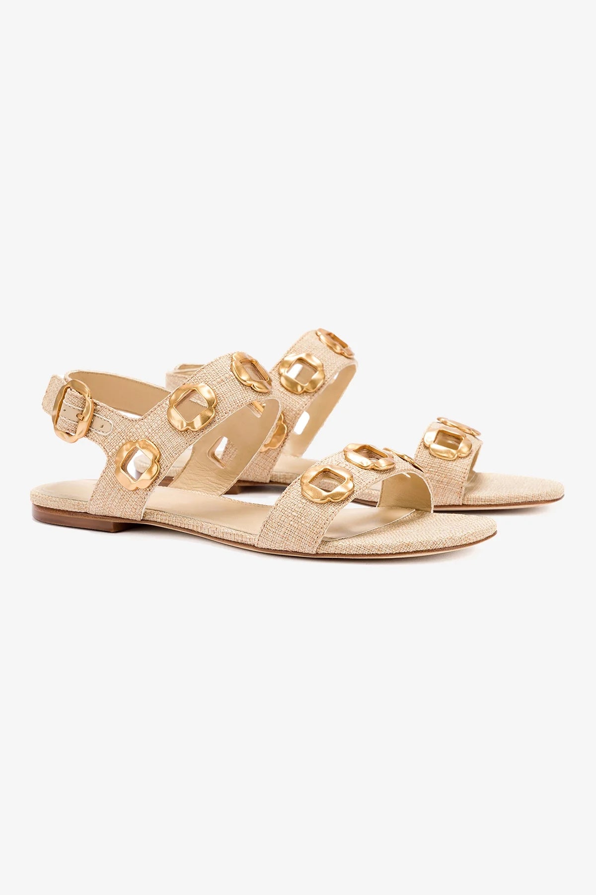 Milan Flat Sandal In Beige Raffia - Image 2