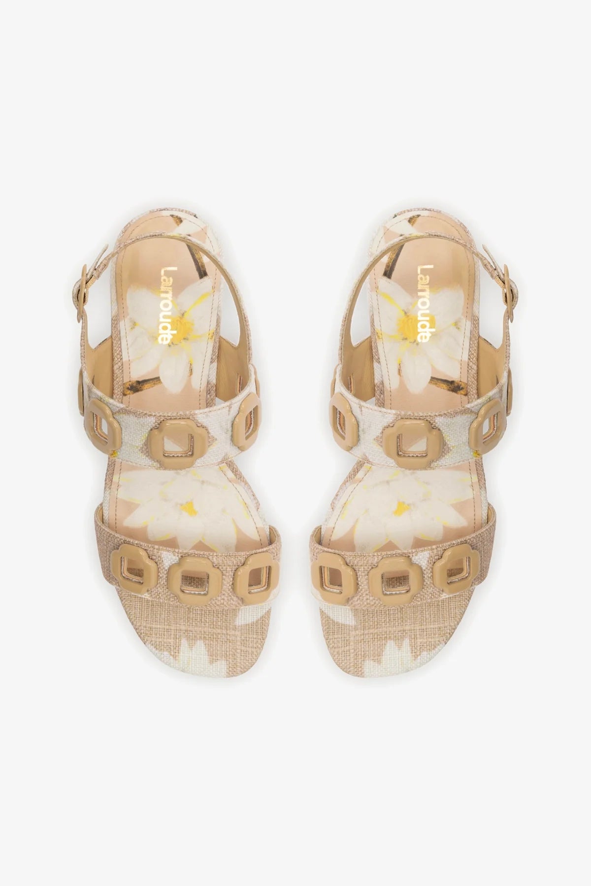 Milan Flat Sandal In Beige Printed Raffia - Image 3