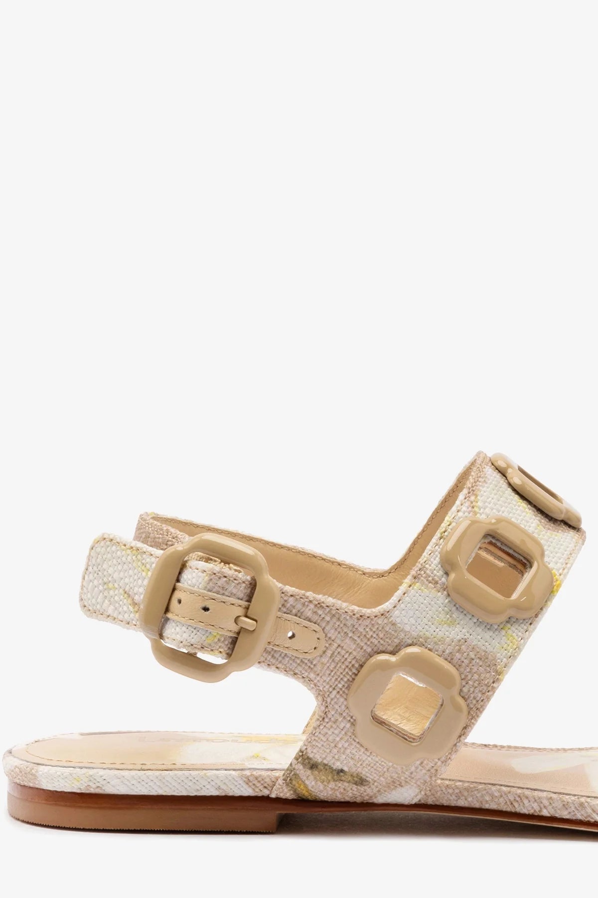 Milan Flat Sandal In Beige Printed Raffia - Image 4
