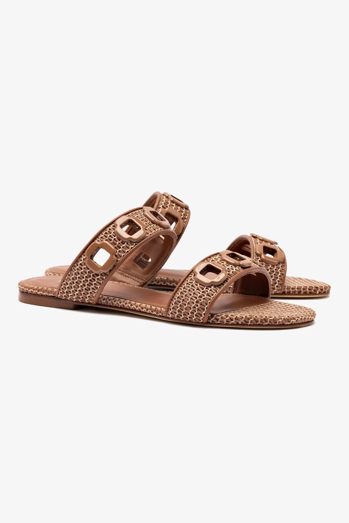 Milan Flat Mule In Caramel Wave Raffia - Image 2
