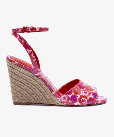 Larroudé x Jonathan Cohen Yves Wedge In Red Abstract Printed Patent Leather