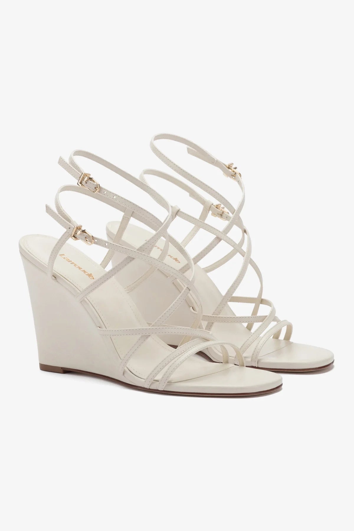 Naomi Wedge In Ivory Leather - Image 2