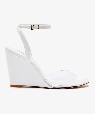 Yves Wedge In White Patent Leather and Vinyl