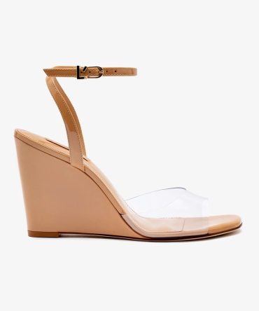 Yves Wedge In Tan Patent Leather and Vinyl