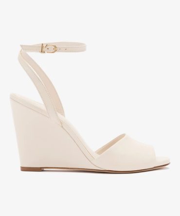 Yves Wedge In Ivory Leather
