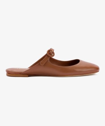 Blair Flat Mule In Caramel Leather