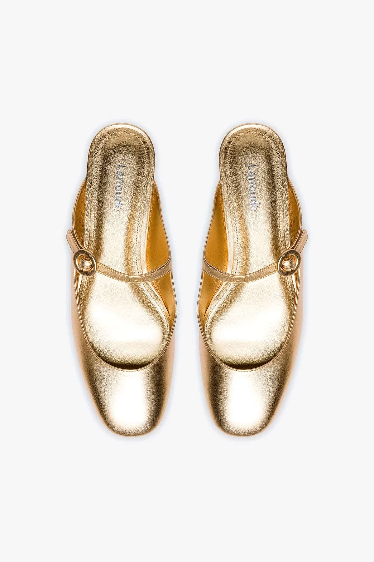 Blair Flat Mule In Gold Metallic Leather - Image 3