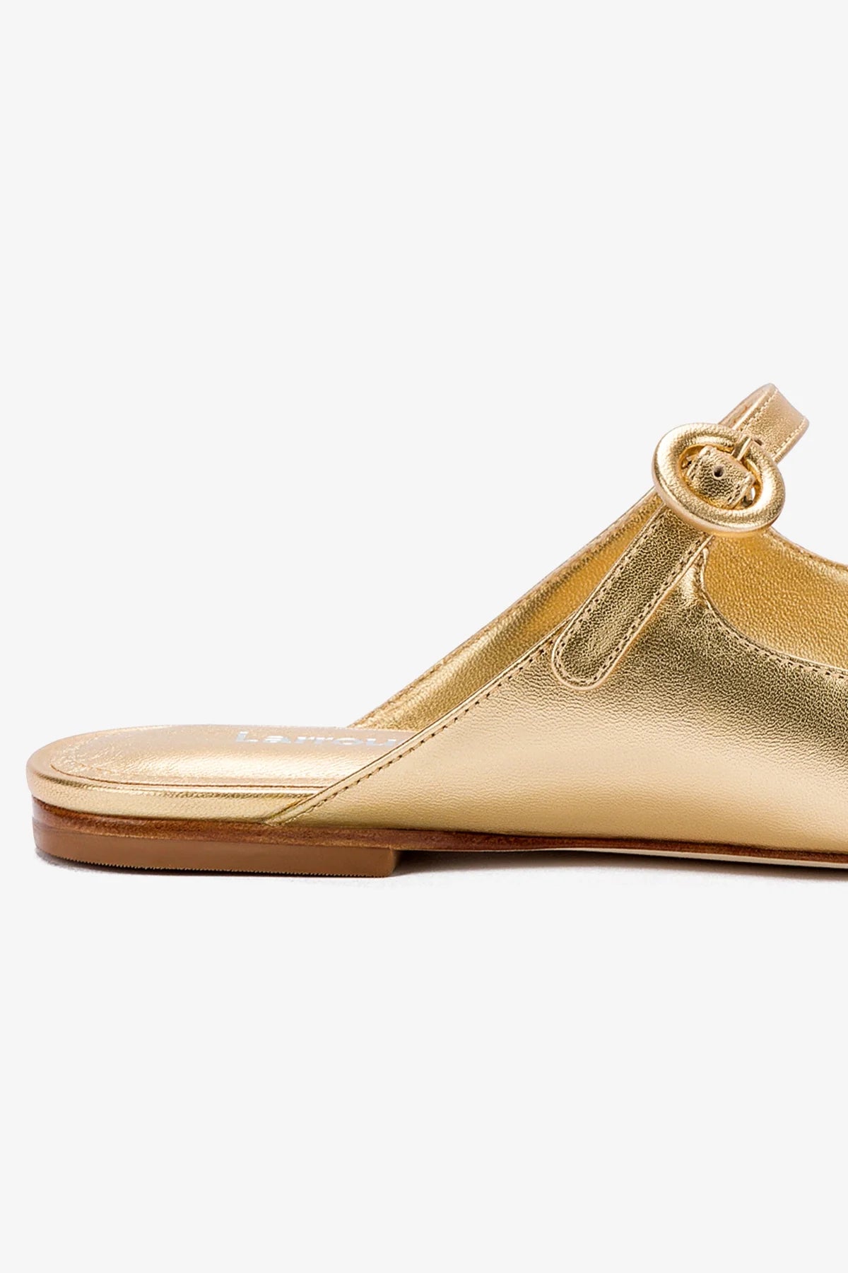Blair Flat Mule In Gold Metallic Leather - Image 4