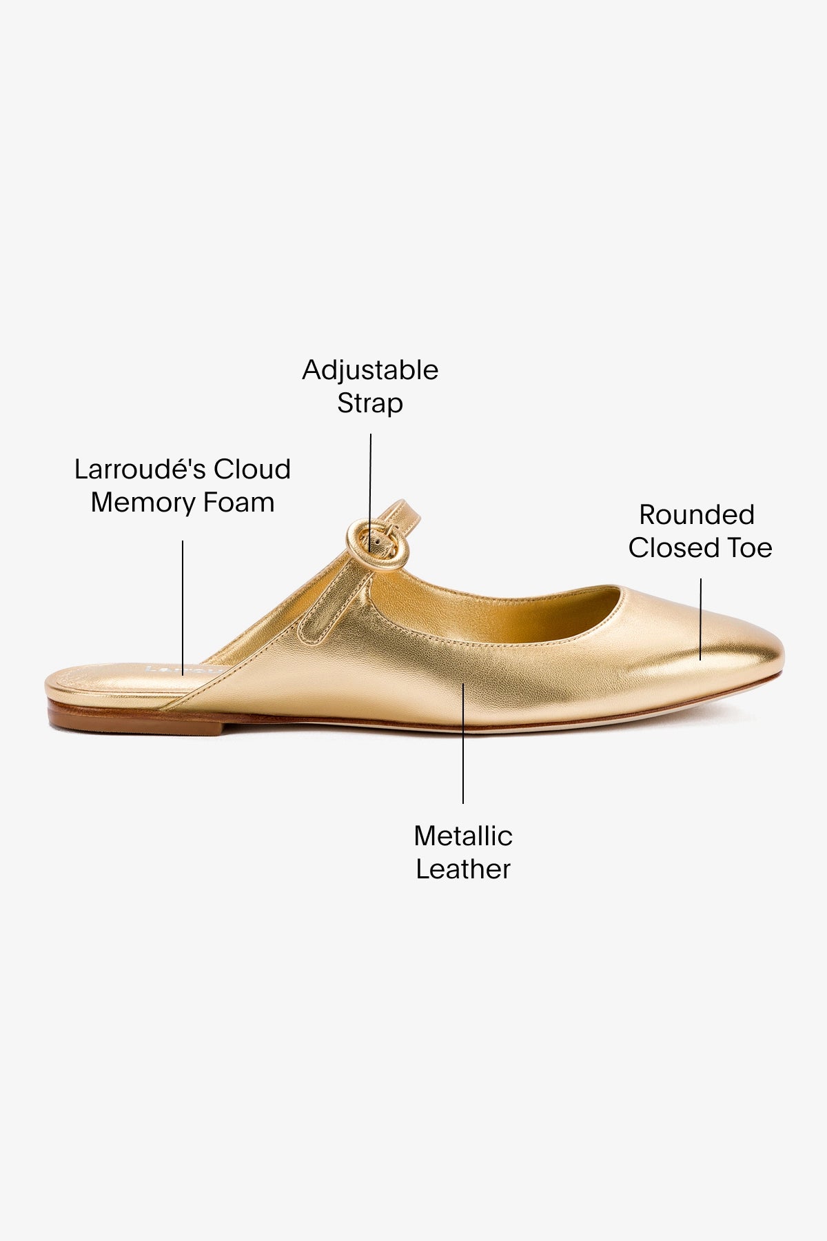 Blair Flat Mule In Gold Metallic Leather - Image 5