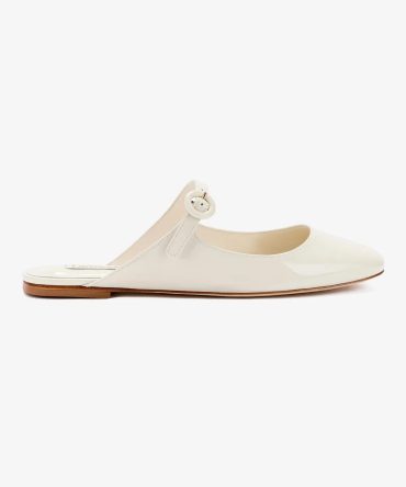 Blair Flat Mule In Ivory Patent Leather