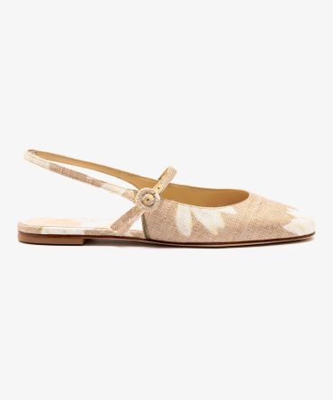 Georgina Ballet Flat In Beige Printed Raffia