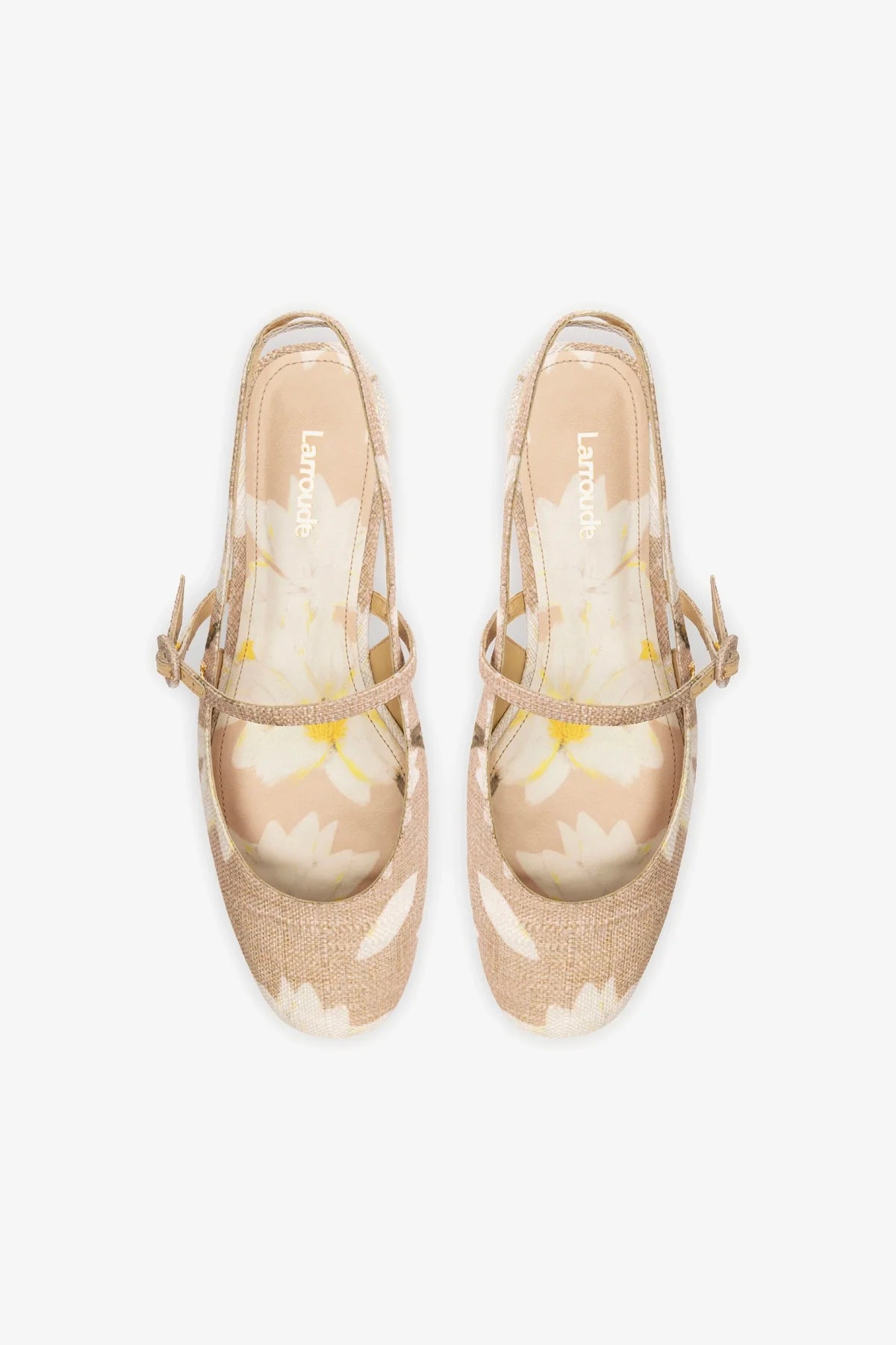Georgina Ballet Flat In Beige Printed Raffia - Image 3