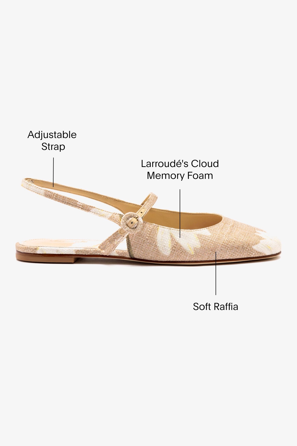 Georgina Ballet Flat In Beige Printed Raffia - Image 6