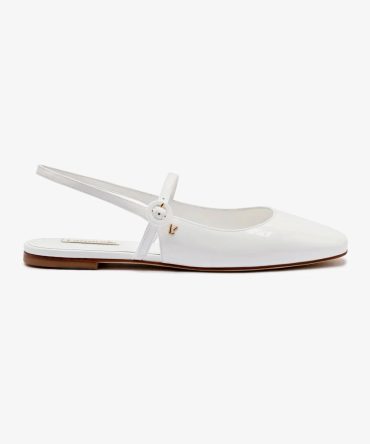 Georgina Ballet Flat In White Patent Leather