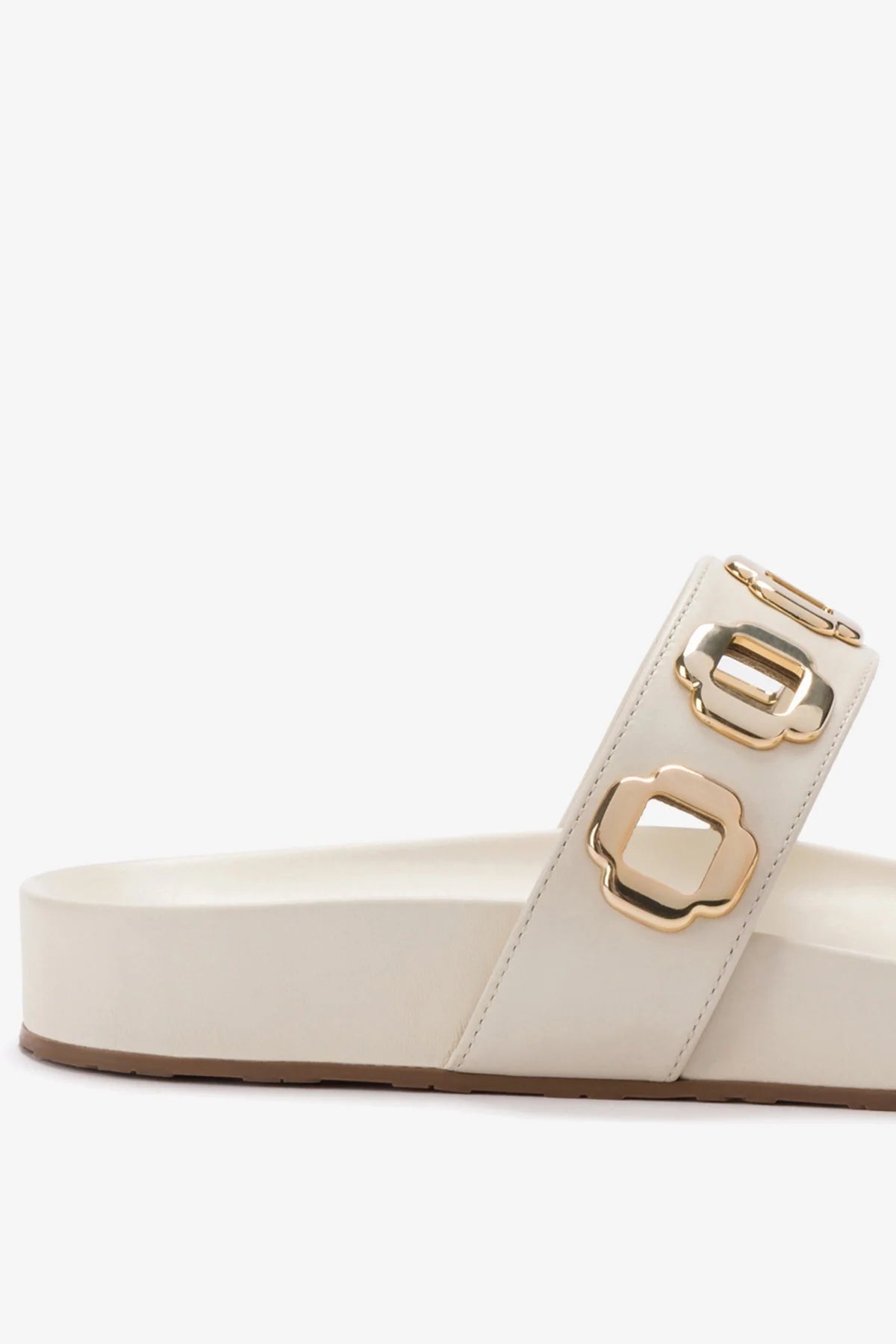 Milan Slide In Ivory Leather - Image 4