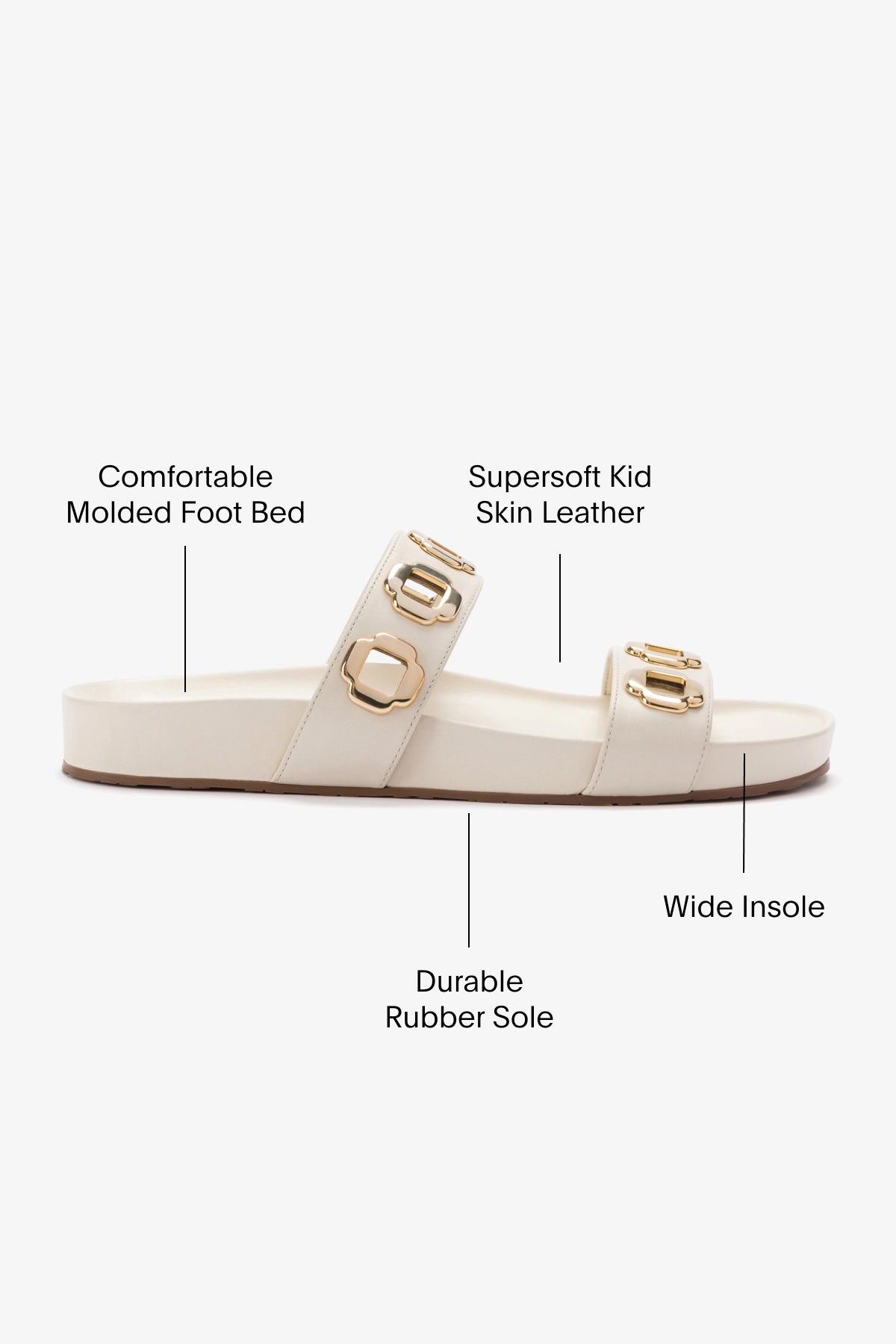 Milan Slide In Ivory Leather - Image 5
