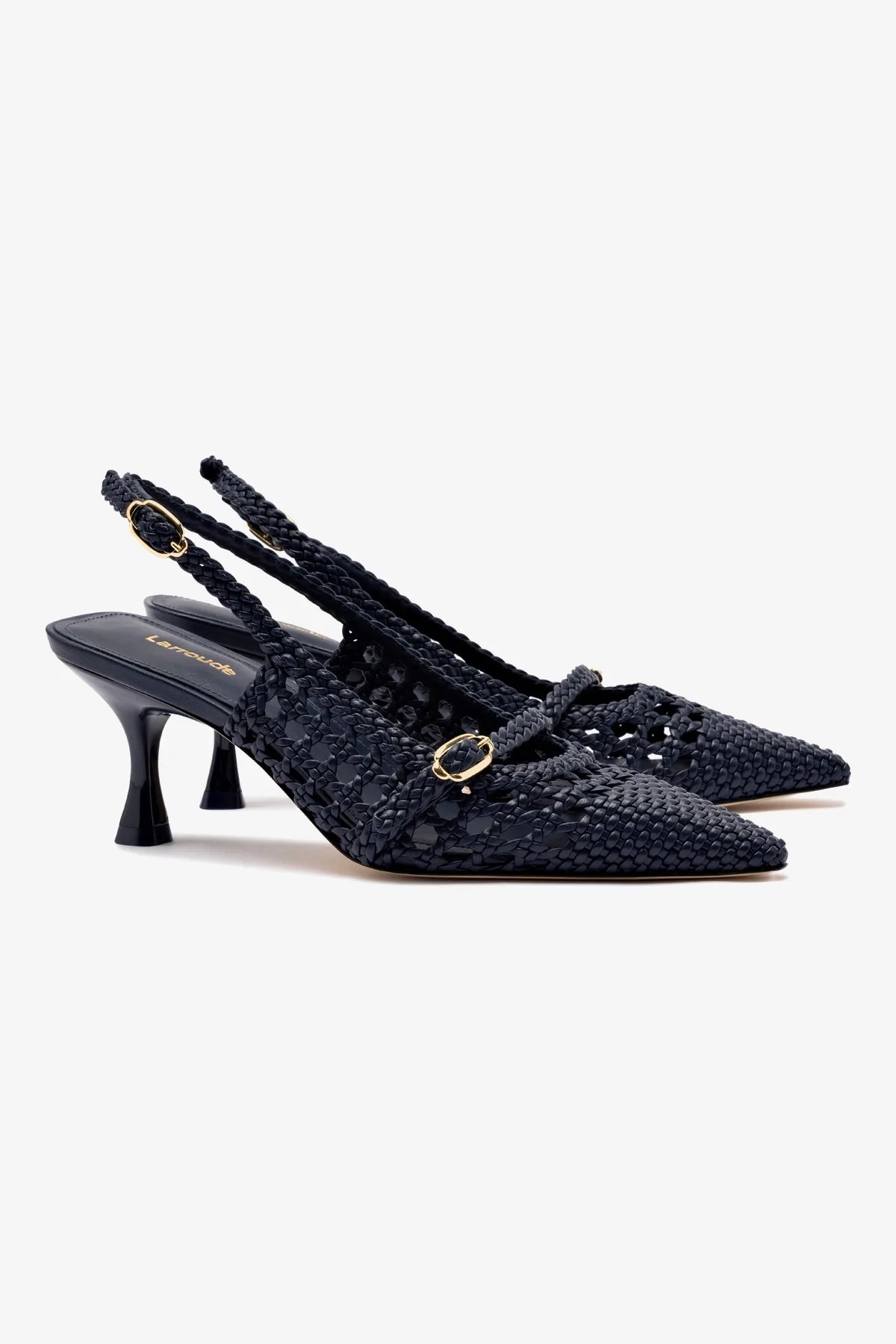 Ines Macrame Pump In Navy Leather - Image 2