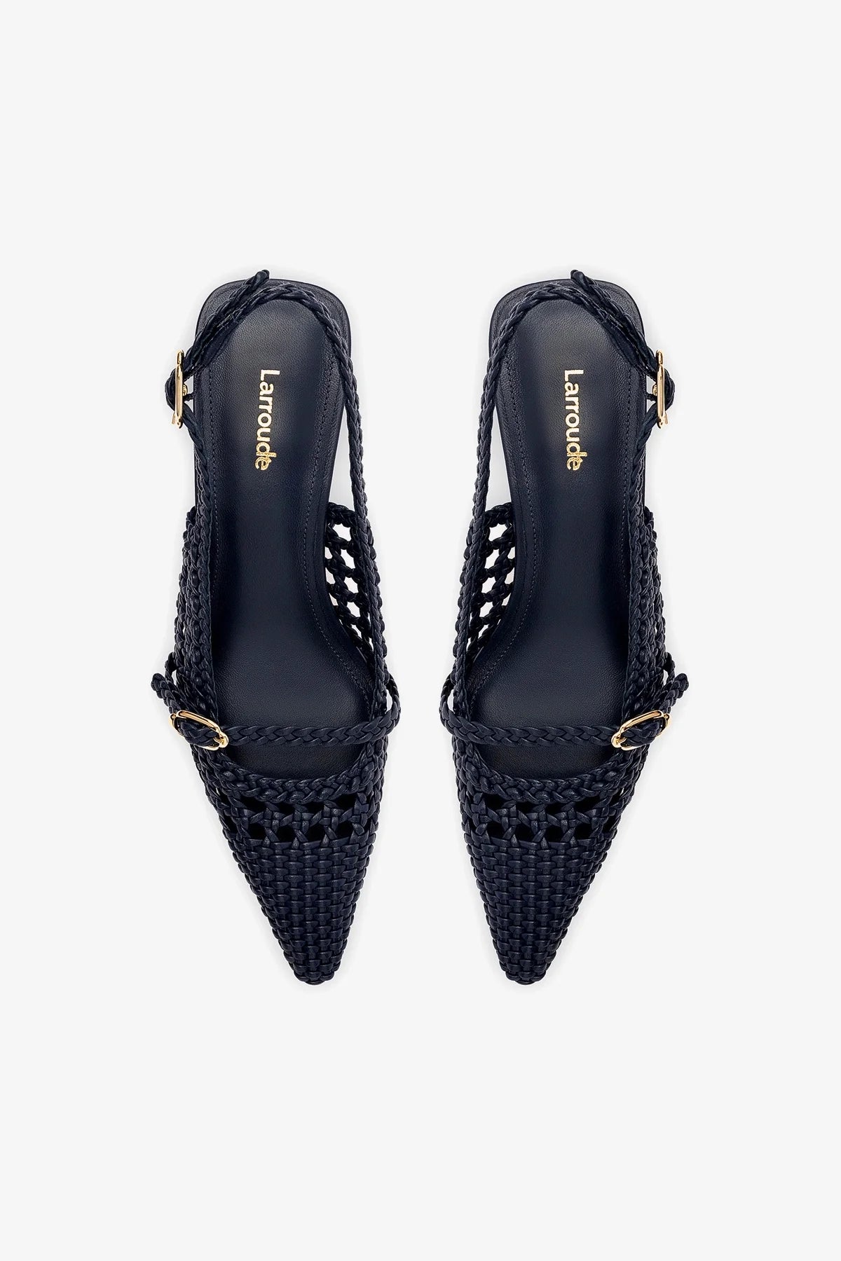 Ines Macrame Pump In Navy Leather - Image 3