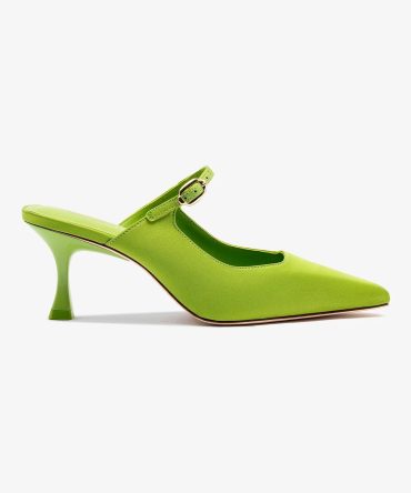 Ines Mule In Kiwi Satin