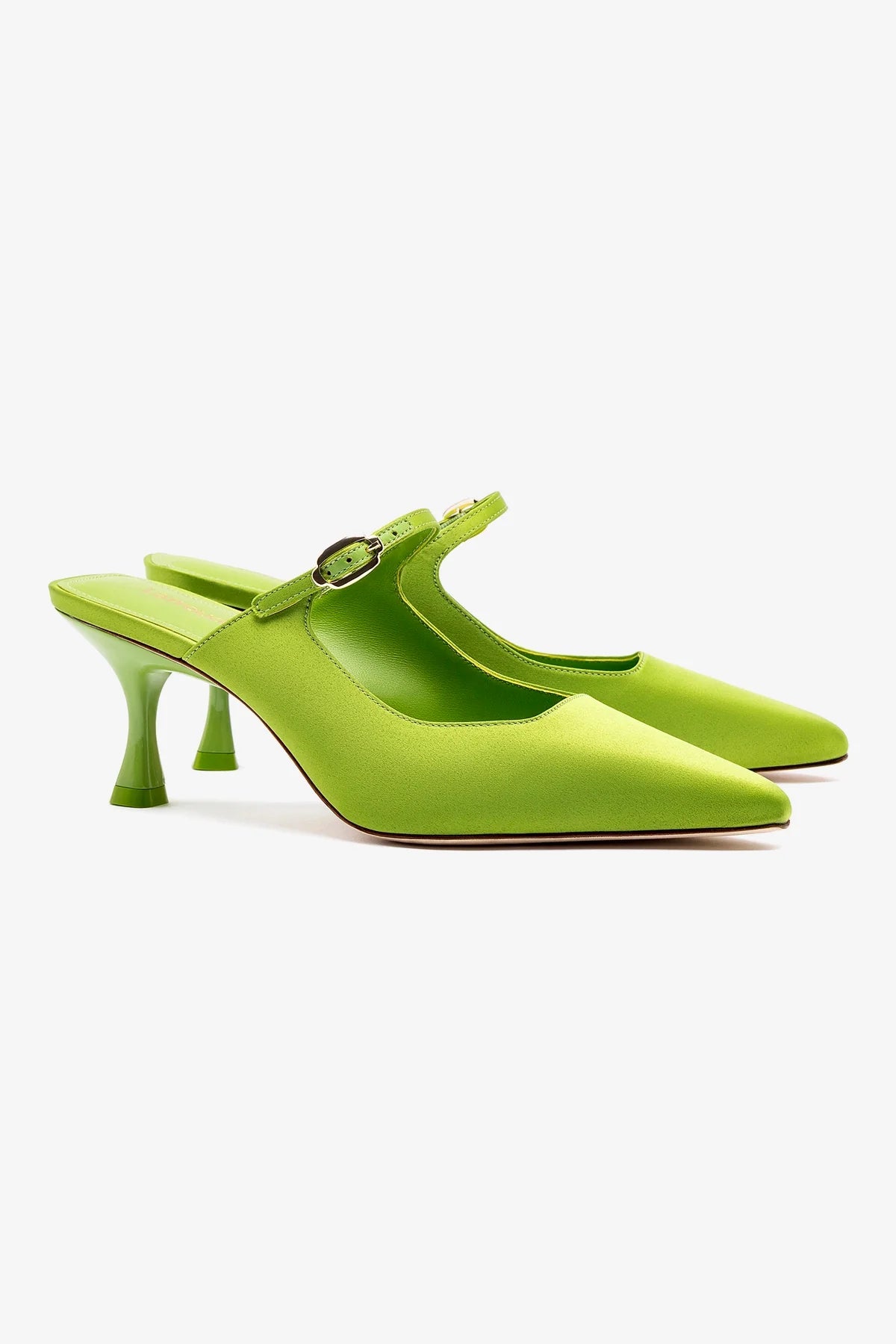 Ines Mule In Kiwi Satin - Image 2