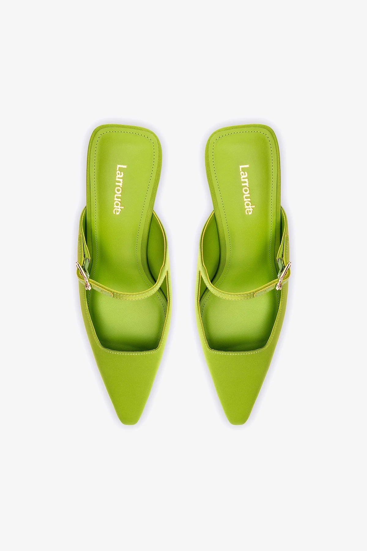 Ines Mule In Kiwi Satin - Image 3