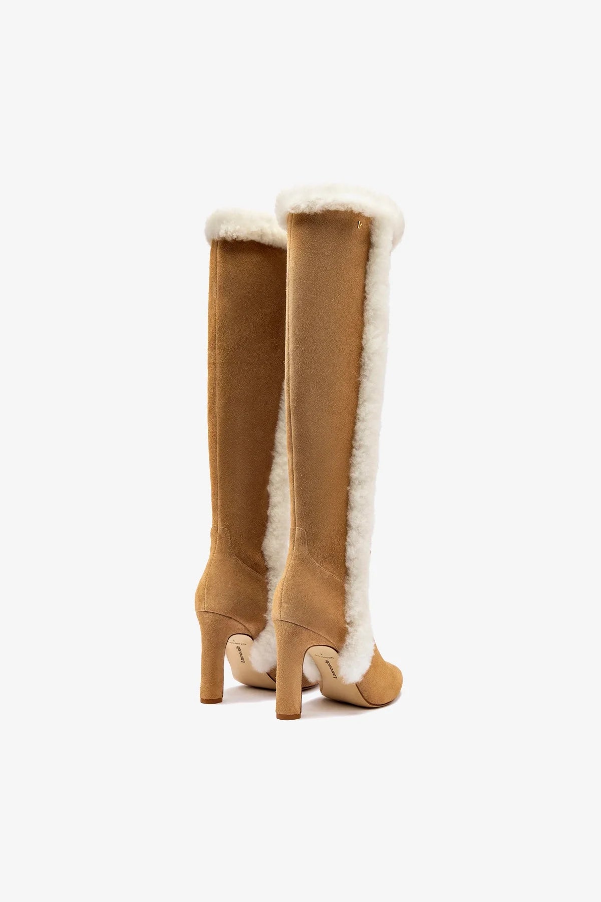 Cindy Hi Faux Fur Boot In Peanut Suede and Natural Shearling - Image 3