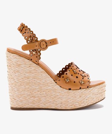Jasmine Wedge In Biscuit Leather