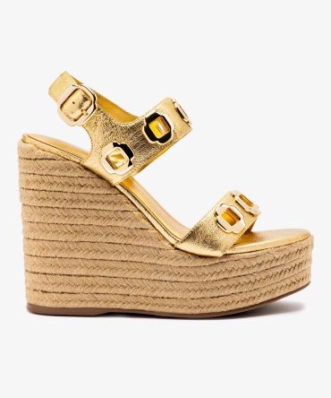 Milan Espadrille In Gold Metallic Leather