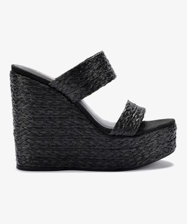 Pamela Wedge In Black Raffia