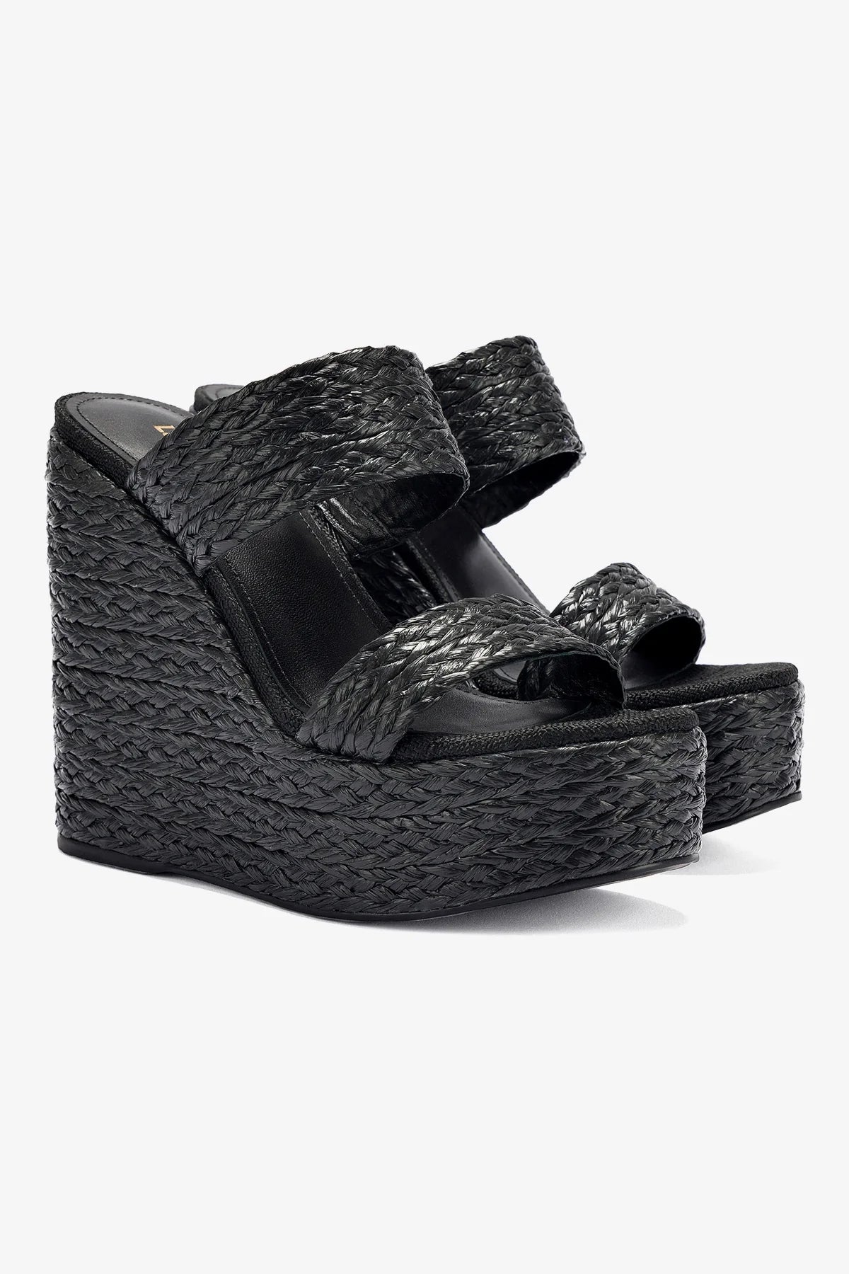 Pamela Wedge In Black Raffia - Image 2