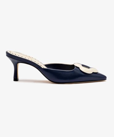 Flora Pump In Navy and Ivory Leather