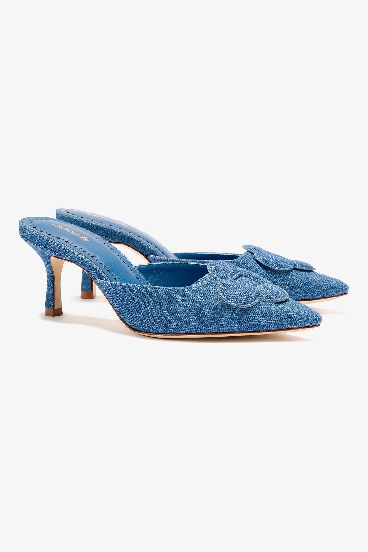 Flora Pump In Blue Stoned Denim - Image 2