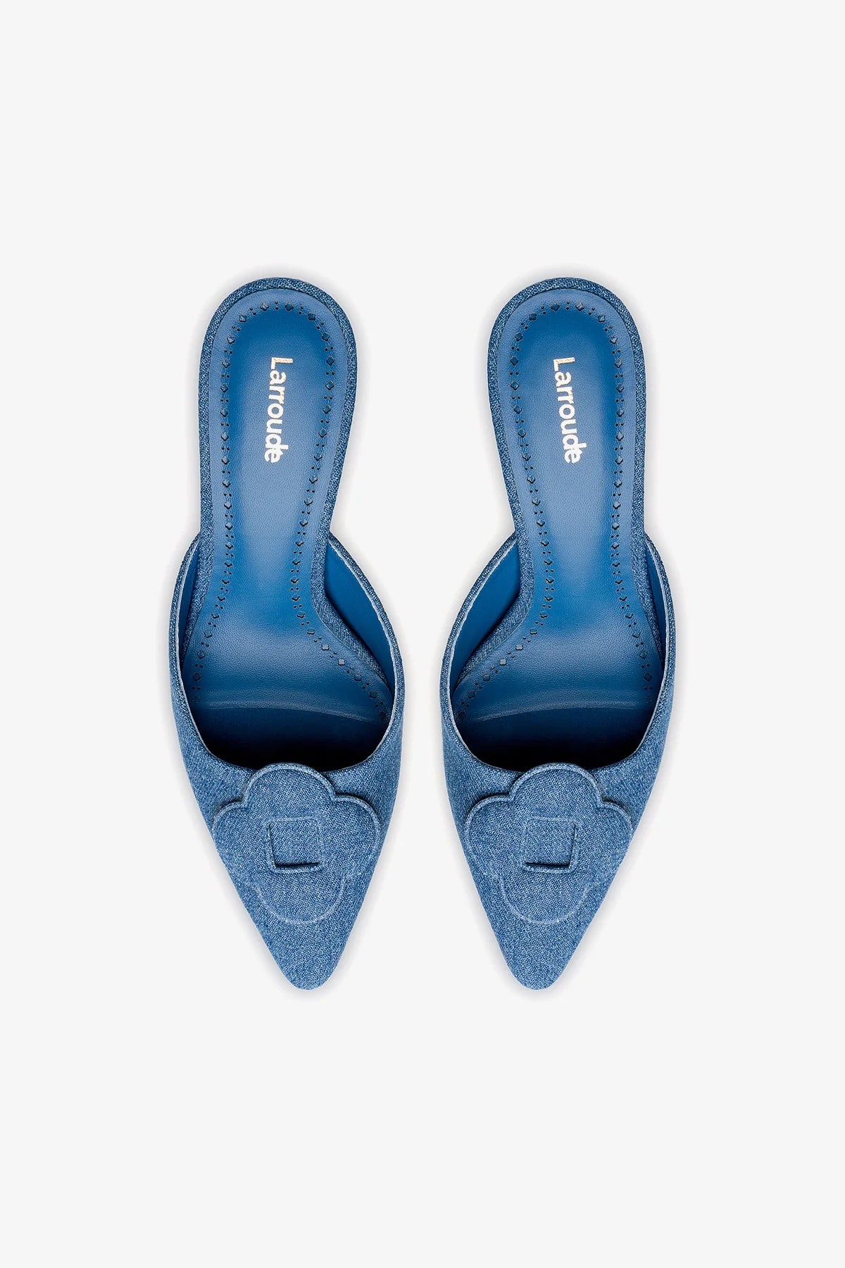 Flora Pump In Blue Stoned Denim - Image 3