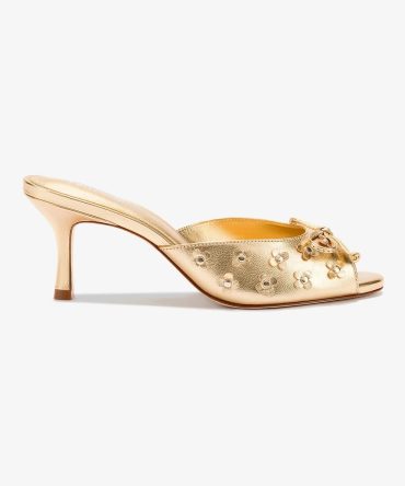 Jasmine Mule In Gold Metallic Leather