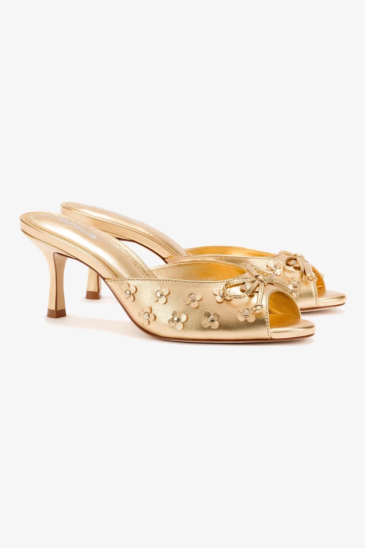 Jasmine Mule In Gold Metallic Leather - Image 2
