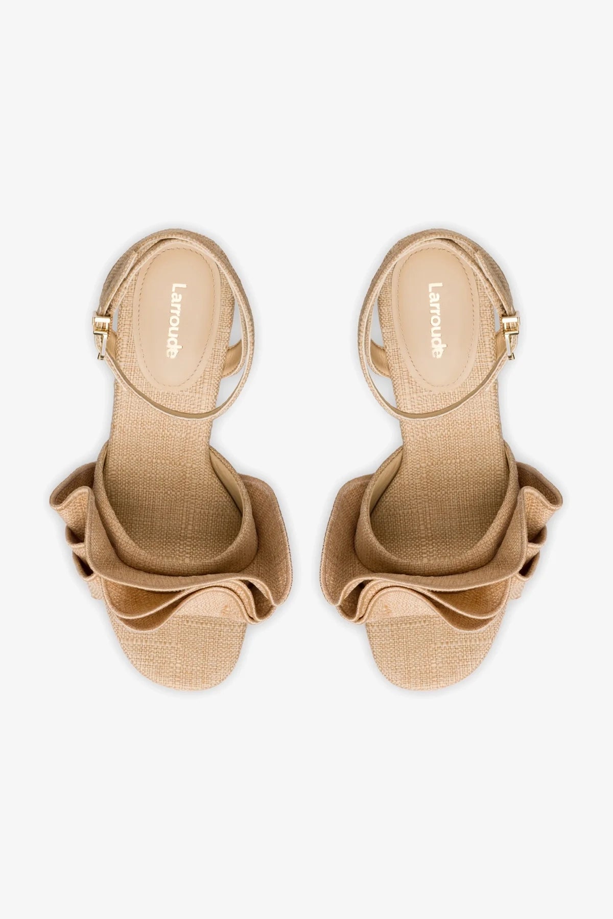 Selena Ruffle Sandal In Beige Raffia - Image 3