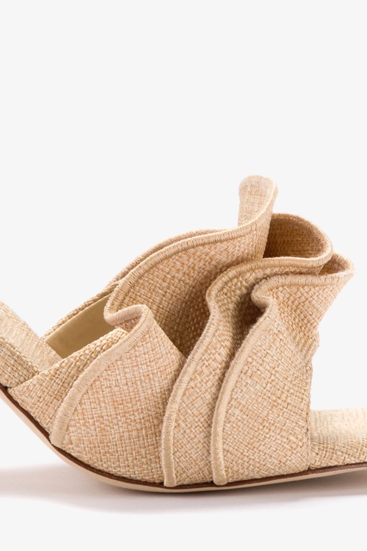 Selena Ruffle Sandal In Beige Raffia - Image 4
