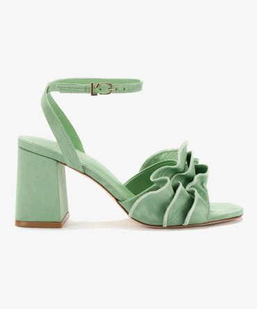 Selena Ruffle Sandal In Pistacchio Fabric