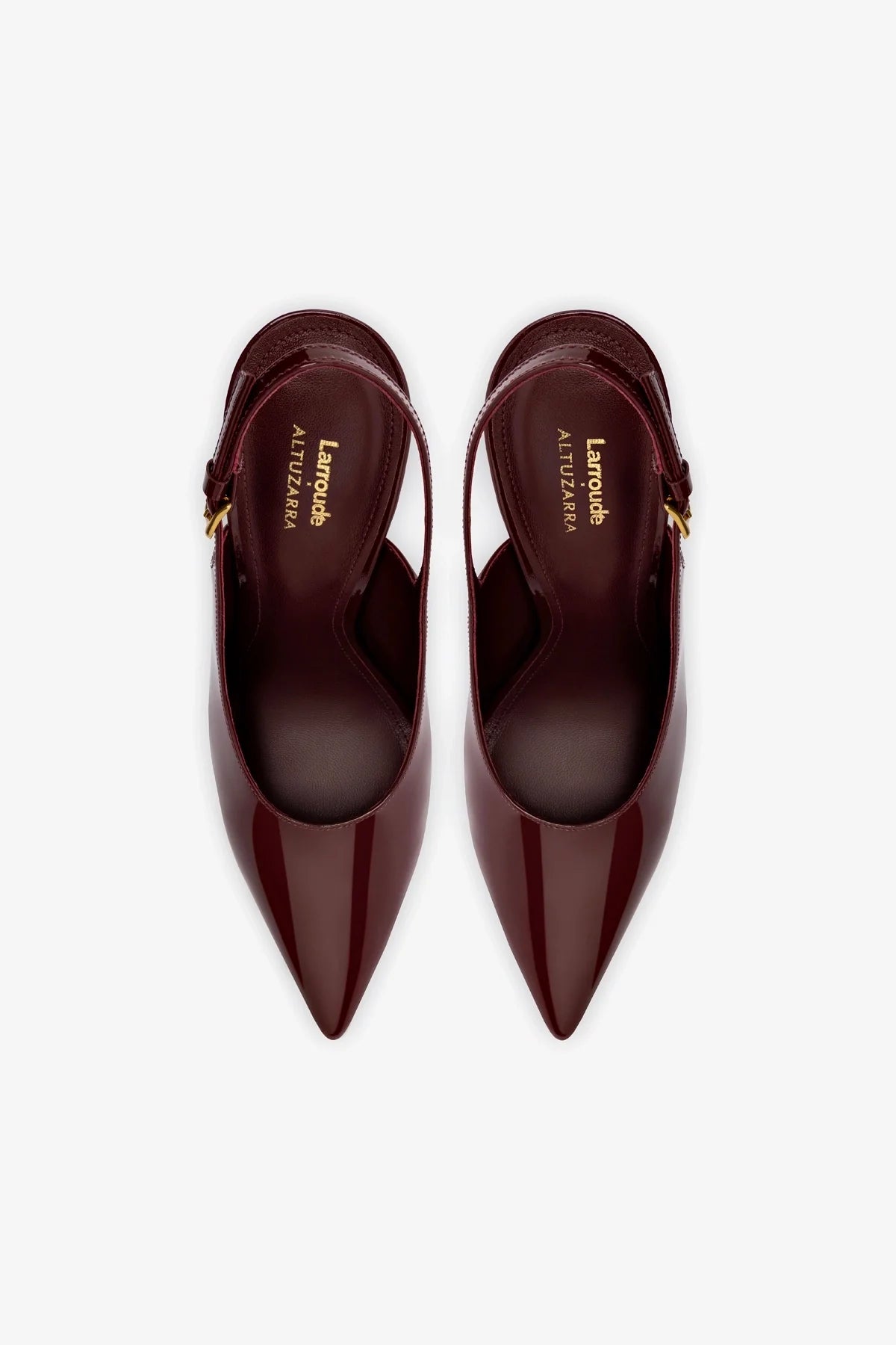 Larroudé x Altuzarra Pump In Burgundy Patent Leather - Image 3