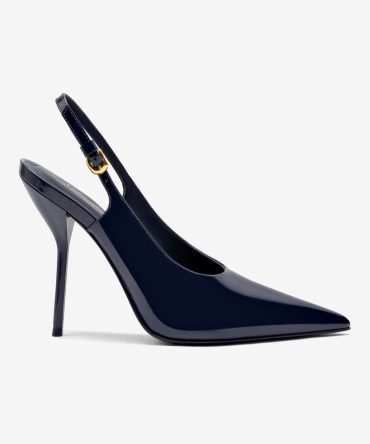 Larroude x Altuzarra Pump In Navy Patent Leather