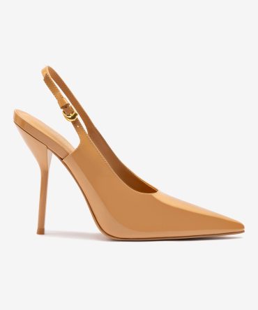 Larroude x Altuzarra Pump In Tan Patent Leather