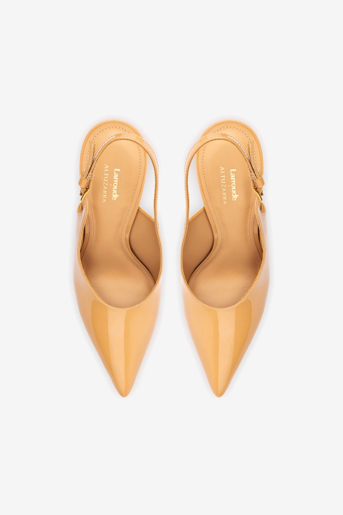 Larroude x Altuzarra Pump In Tan Patent Leather - Image 3