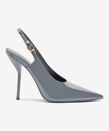 Larroude x Altuzarra Pump In Titanium Patent Leather