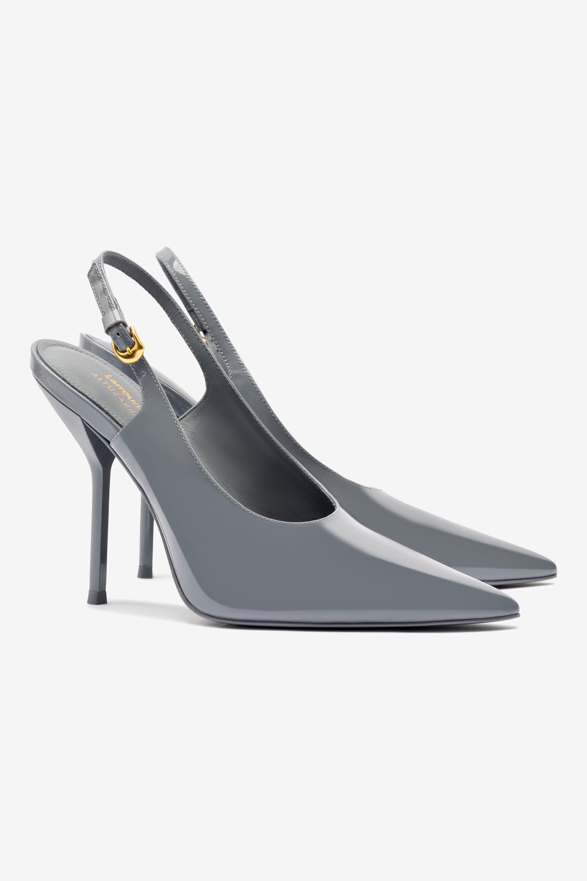 Larroude x Altuzarra Pump In Titanium Patent Leather - Image 2